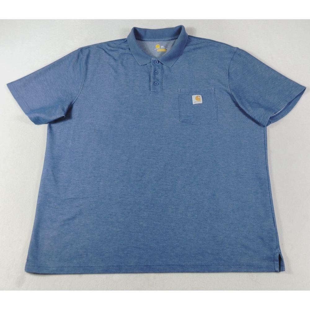 Carhartt Polo Mens 2XL Blue Original Fit Pocket Workwear Contractor Shirt